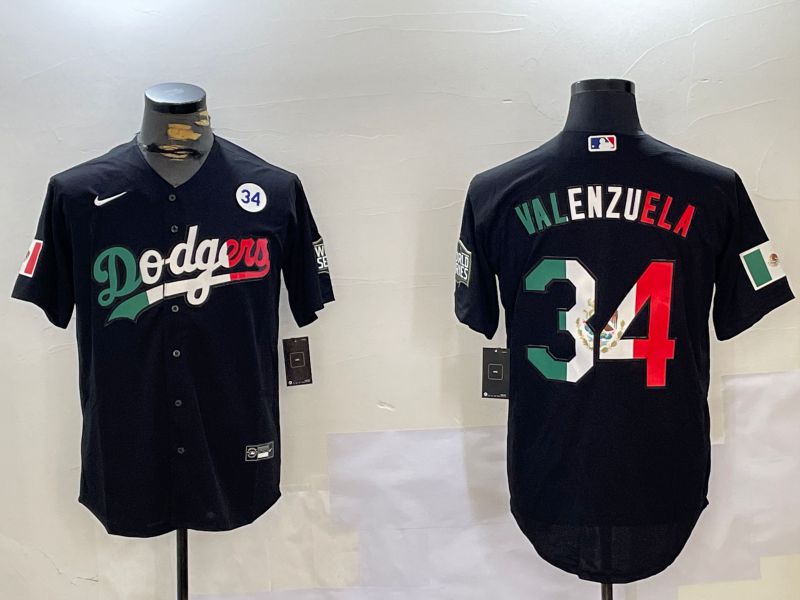 Men Los Angeles Dodgers #34 Valenzuela Black Game 2024 Nike MLB Jersey style 112020